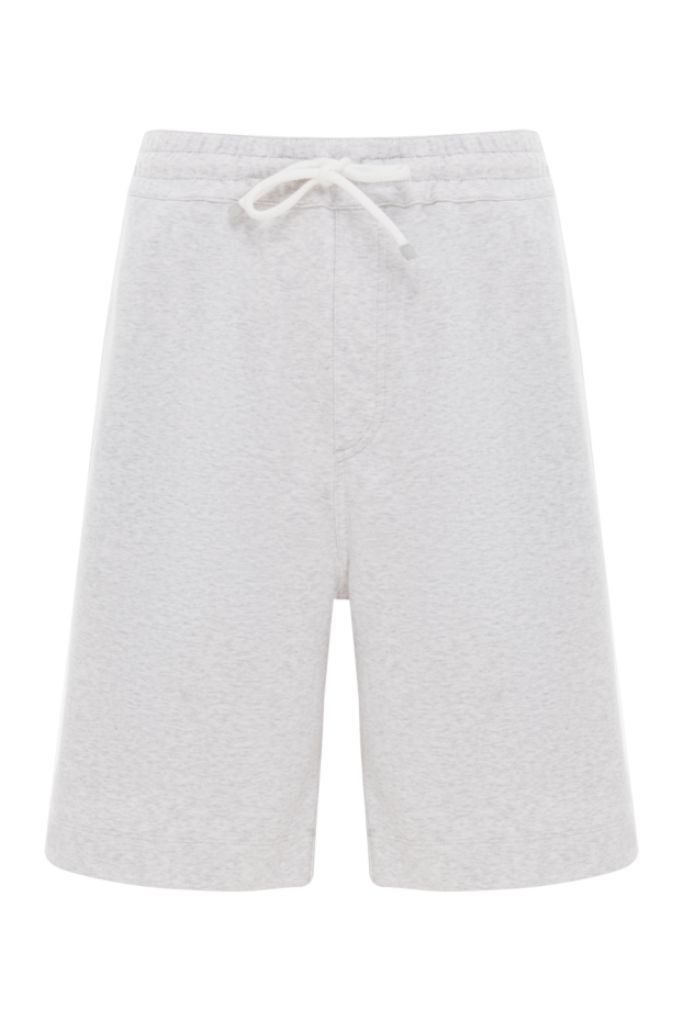 Brunello Cucinelli men's knitted bermuda shorts with drawstring in grey melange 188785 - photo 1