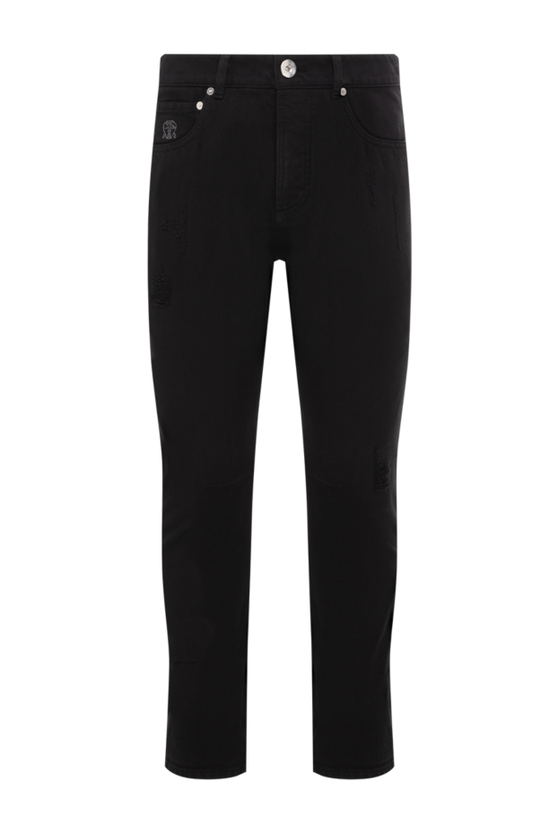 Brunello Cucinelli black men's cotton jeans with rips 188798 - photo 1