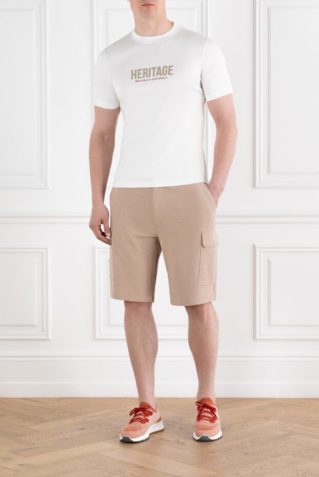 Brunello Cucinelli beige men's cotton bermuda shorts with leg pockets 188816 - photo 2
