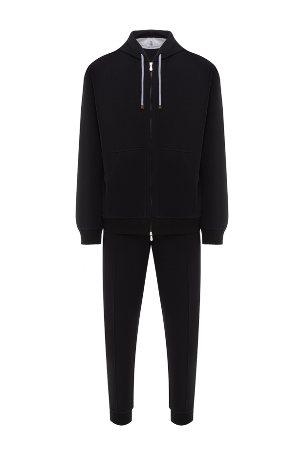 Brunello Cucinelli men's knitted tracksuit black with hood 188817 - photo 1