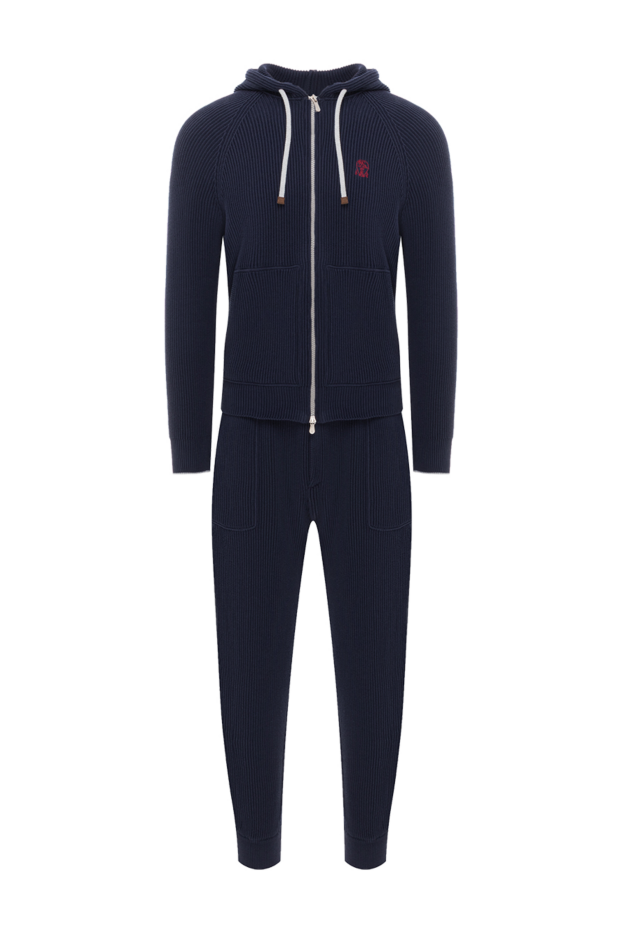 Brunello Cucinelli men's cotton tracksuit blue with hood 188825 - photo 1