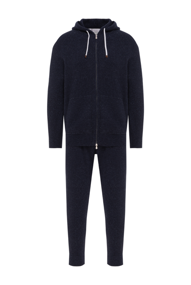 Brunello Cucinelli blue ribbed cotton and linen tracksuit with hood 188826 - photo 1