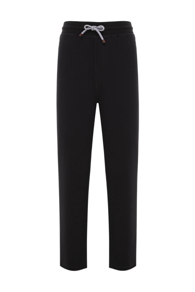 Brunello Cucinelli black knitted sweatpants with a drawstring waistband 188835 - photo 1