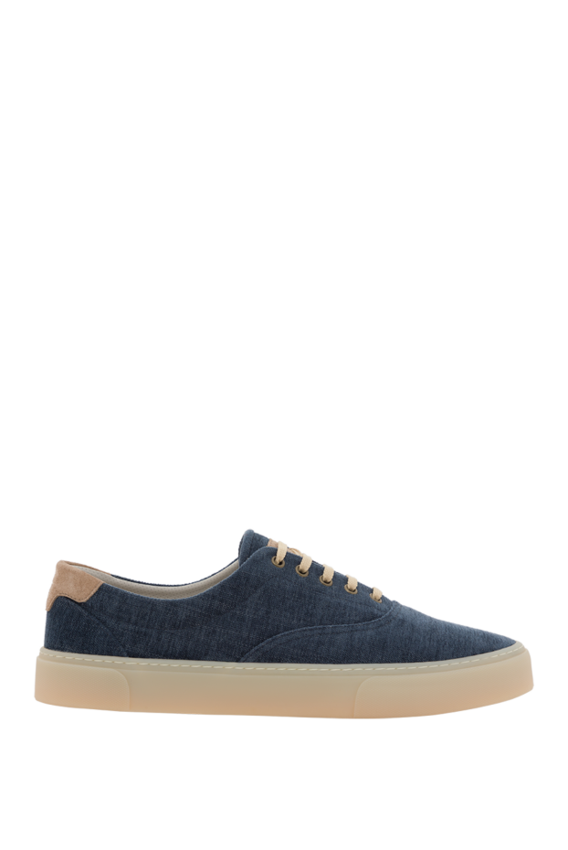 Brunello Cucinelli blue canvas sneakers with contrast soles 188845 - photo 1