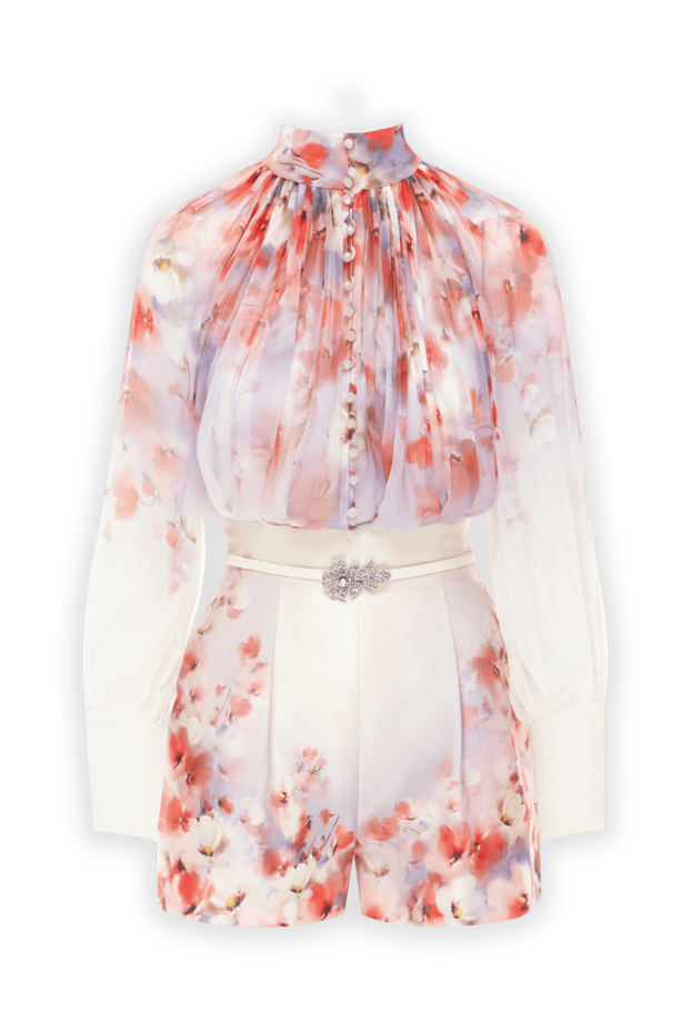Zimmermann қызғылт гүлді ою-өрнектегі әйелдерге арналған блузка және шорт костюмі 188853 - фото 1