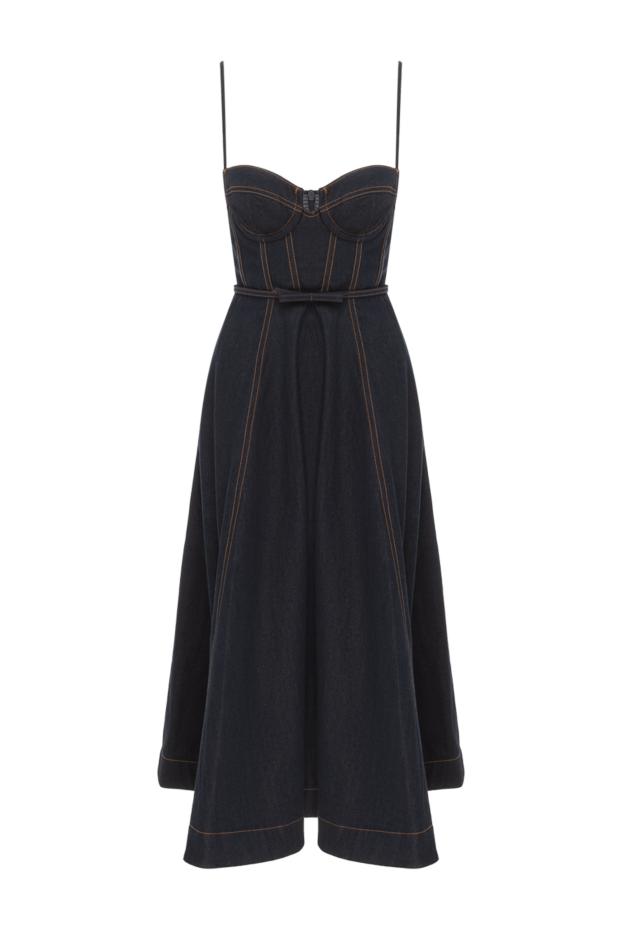 Zimmermann crush denim мақта корсет көйлек көк 188863 - фото 1