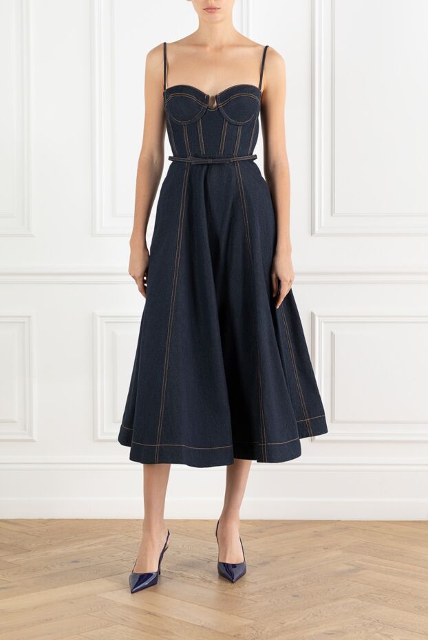 Zimmermann crush denim мақта корсет көйлек көк 188863 - фото 2