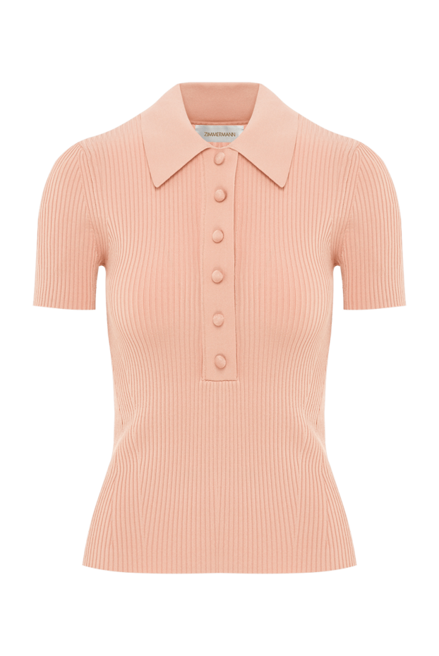 Zimmermann қызғылт сары қырлы поло мойын қысқа жеңді топ 188870 - фото 1