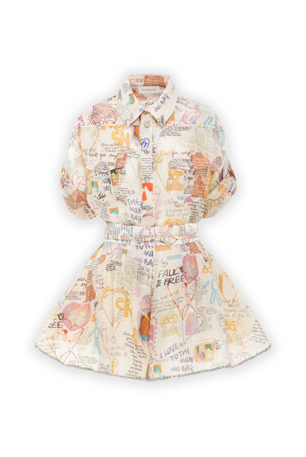 Zimmermann рубашка с закатанными рукавами с юбкой-шортами crush belted tuck 188879 - фото 1