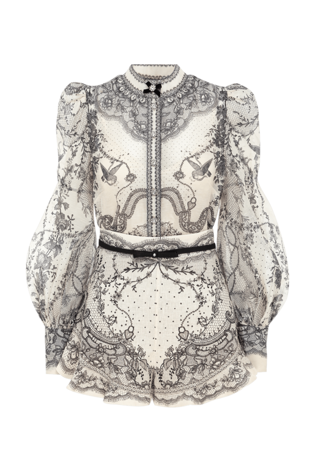 Zimmermann блуза crush body с шортами из льна и шелка бежевого цвета 188880 - фото 1