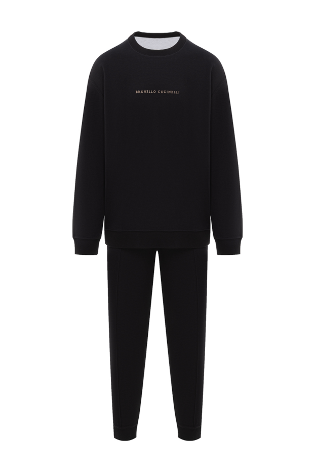 Brunello Cucinelli men's tracksuit black cotton with logo 188898 - photo 1
