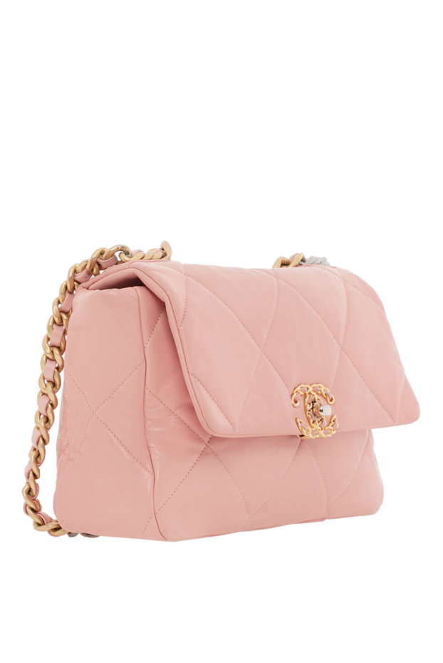 Chanel pink chanel 19 flap quilted sheepskin bag with chain 188902 - photo 2