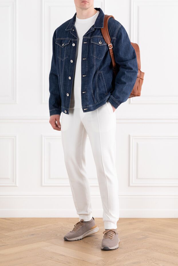 White knitted suit with joggers and a sweatshirt without decoration - photo 2