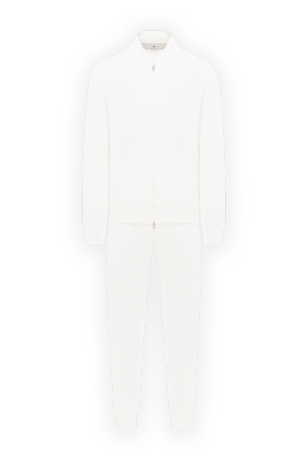 Brunello Cucinelli men's white knitted suit with zipper and joggers 188907 - photo 1