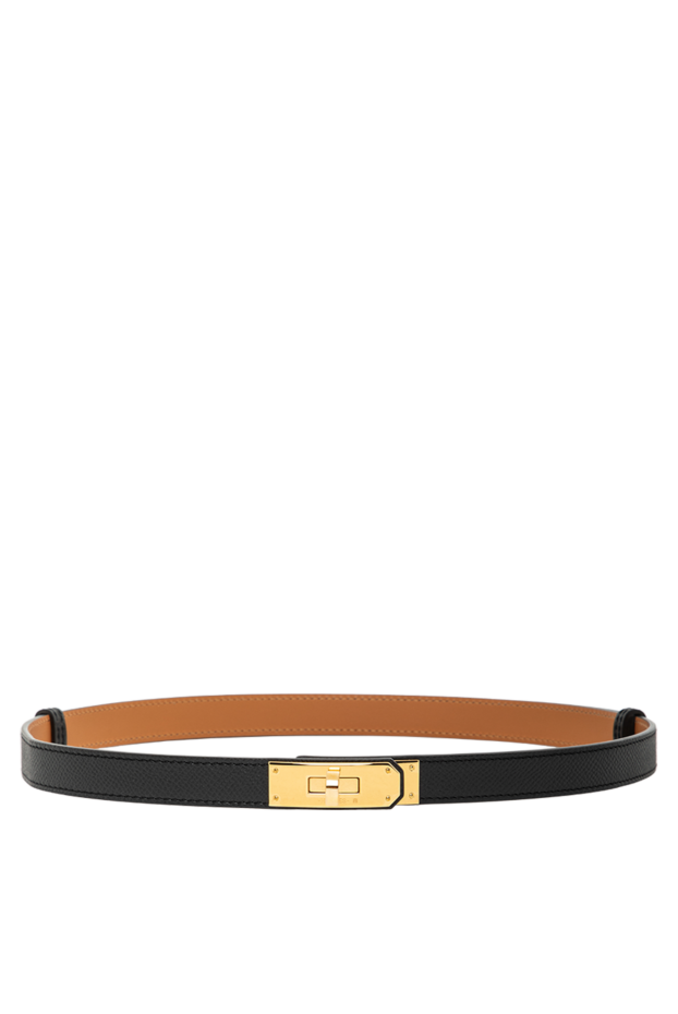 Hermes сары келли тоғасы бар epsom бұзау терісінен жасалған былғары белбеу 18 қара 188920 - фото 1