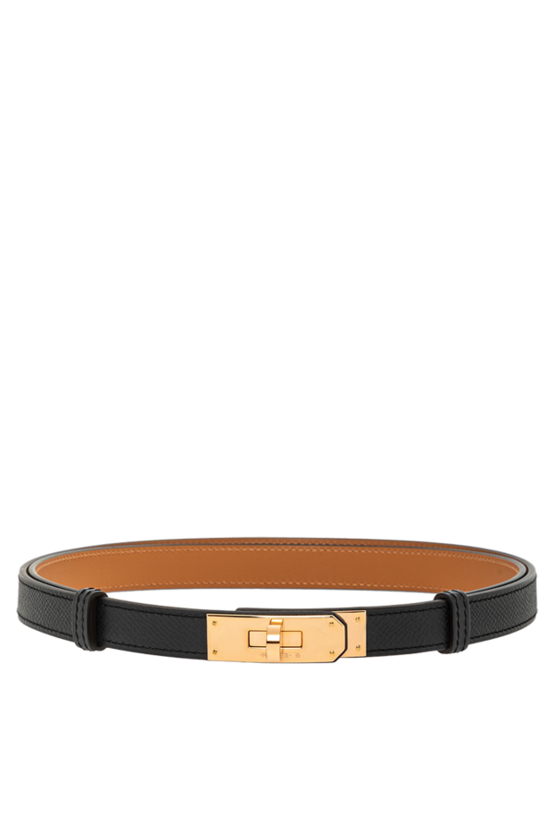 Hermes epsom бұзау терісінен жасалған қызғылт келли тоғасы бар былғары белбеу 18 қара 188921 - фото 1