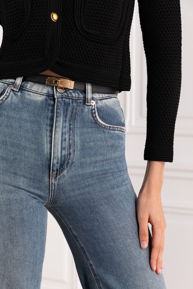 Hermes epsom бұзау терісінен жасалған қызғылт келли тоғасы бар былғары белбеу 18 қара 188921 - фото 2