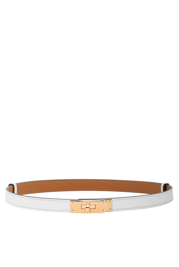 Hermes epsom бұзау терісінен жасалған қызғылт түсті 18 ілгегі бар былғары белбеу ақ 188923 - фото 1
