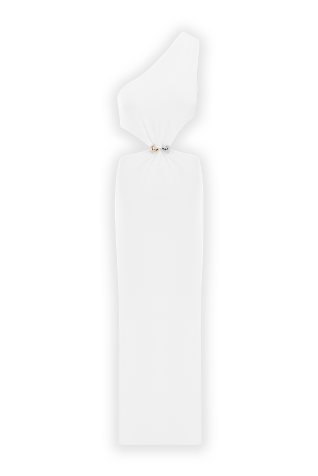 Moeva white textured one shoulder maxi dress with buckle detail and gathered front 188939 - photo 1