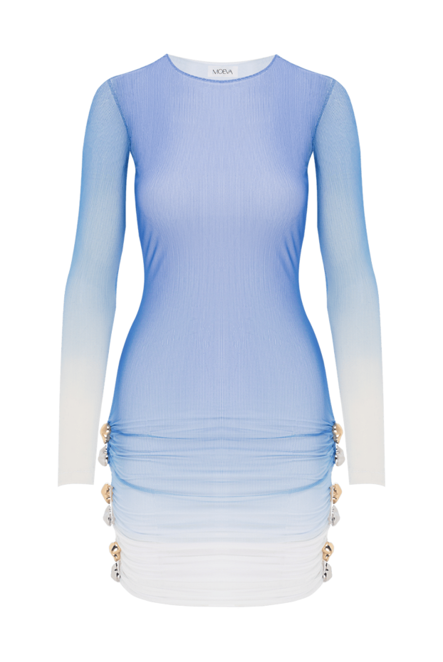 Moeva fitted mini dress with translucent sleeves and draping blue 188950 - photo 1