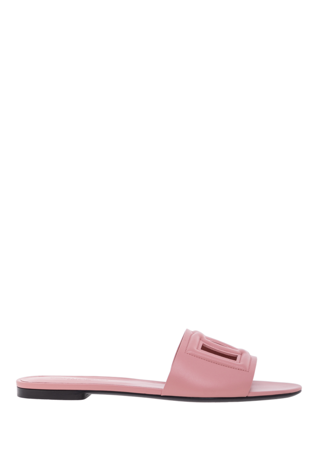 Dolce & Gabbana шлепанцы из телячьей кожи с логотипом dg розовые 188986 - фото 1
