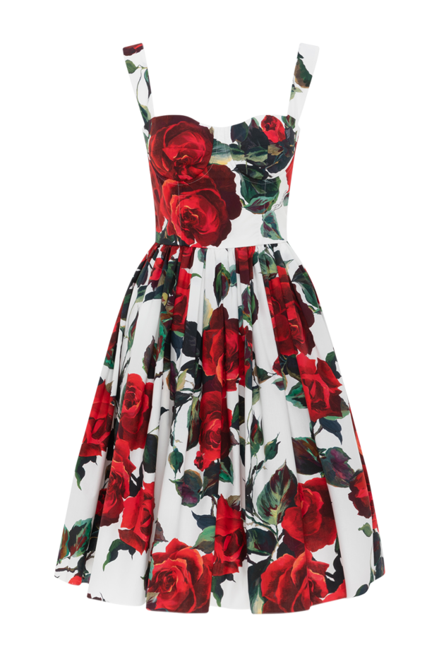Dolce & Gabbana cotton poplin midi bustier dress with rose print 188997 - photo 1