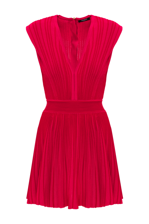 Balmain two-tone flared knitted dress in red 189008 - photo 1