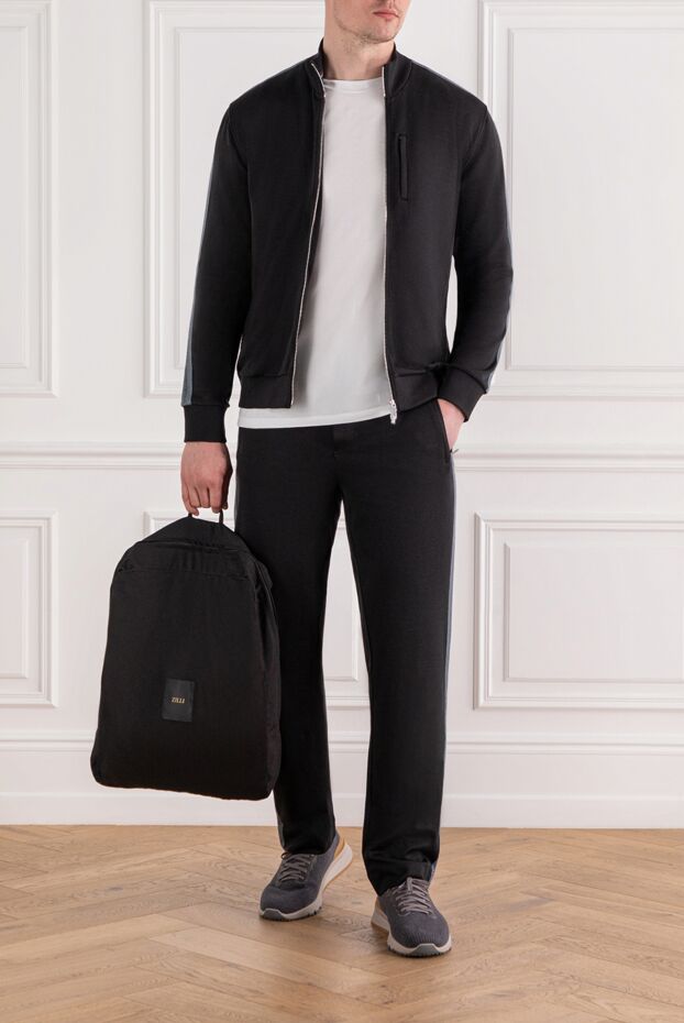 Zilli blue men's cotton and silk tracksuit with zip 189027 - photo 2