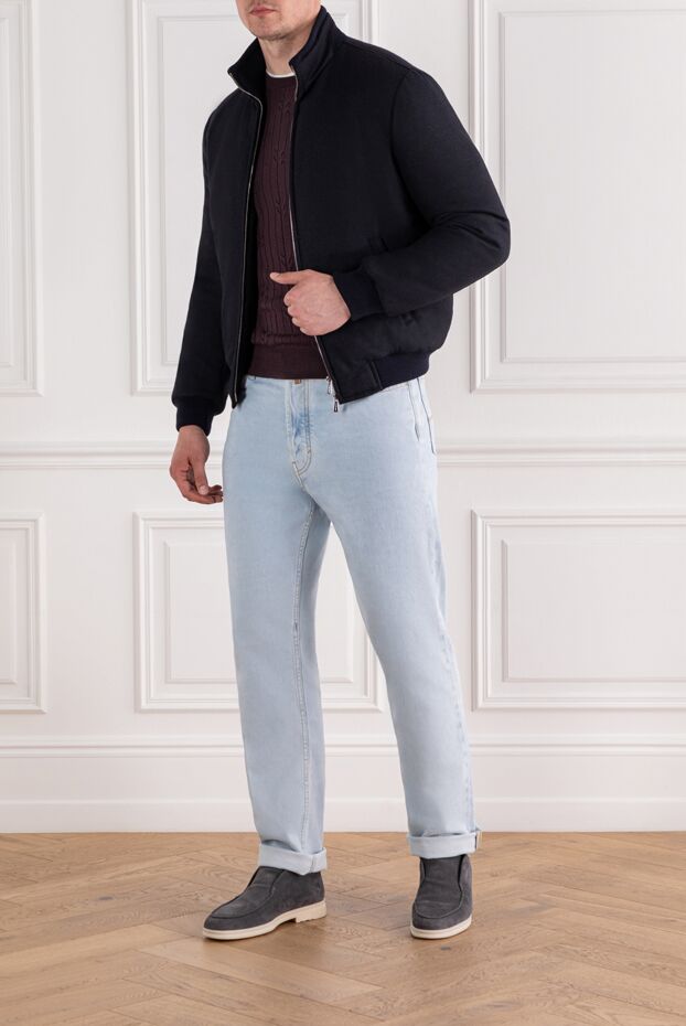 Enrico Mandelli blue short down jacket made of wool and cashmere for men 189094 - photo 2