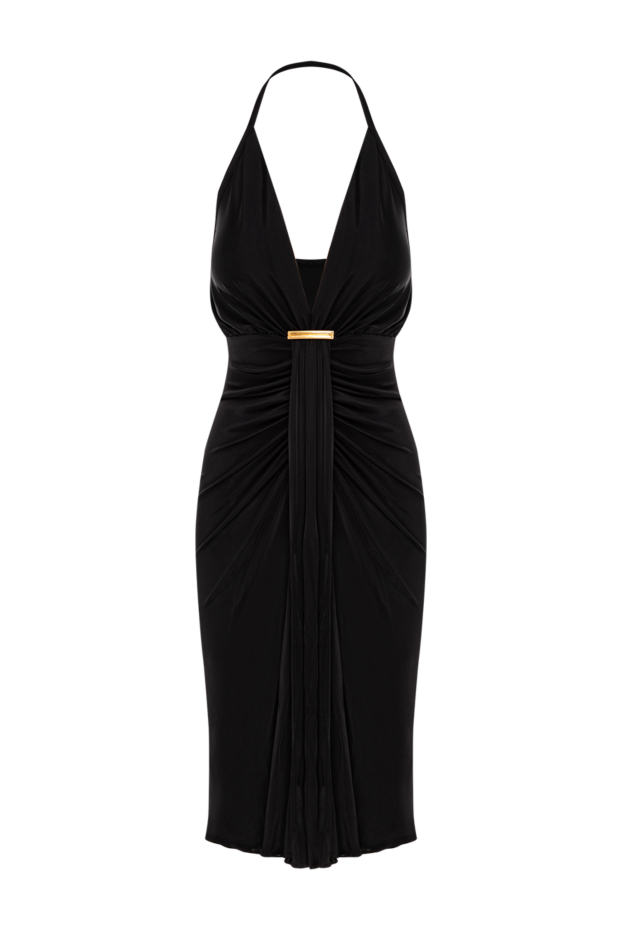 Tom Ford v-мойынды және ортасынан төмен түсірілген сарқырамасы бар коктейль көйлек қара 189120 - фото 1