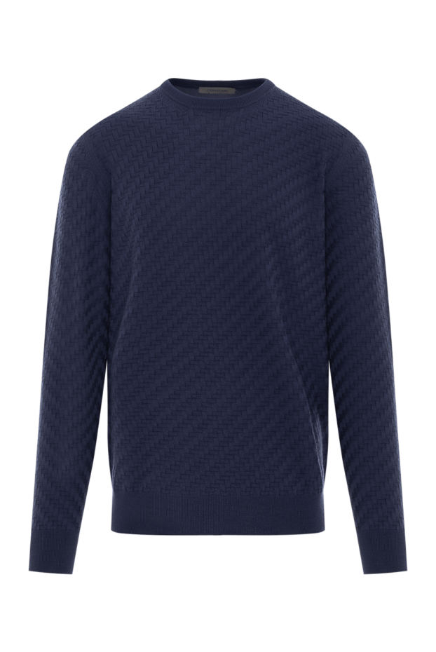 Corneliani men's textured knit wool jumper blue 189143 - photo 1