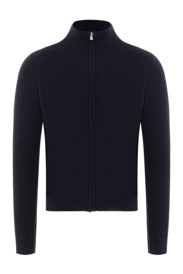Corneliani dark blue men's cardigan made of wool and cashmere 189159 - photo 1