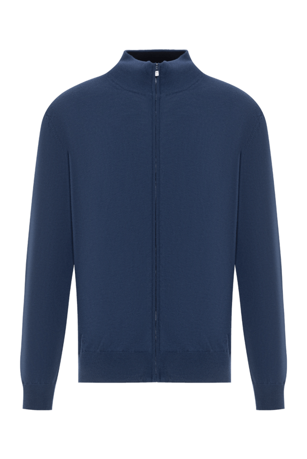 Corneliani cardigan with zip in fine wool in rich blue with stand-up collar 189163 - photo 1