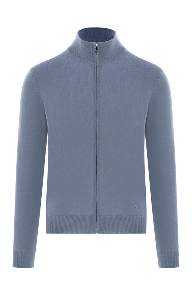 Corneliani шерстяной голубой кардиган на молнии мужской 189164 - фото 1
