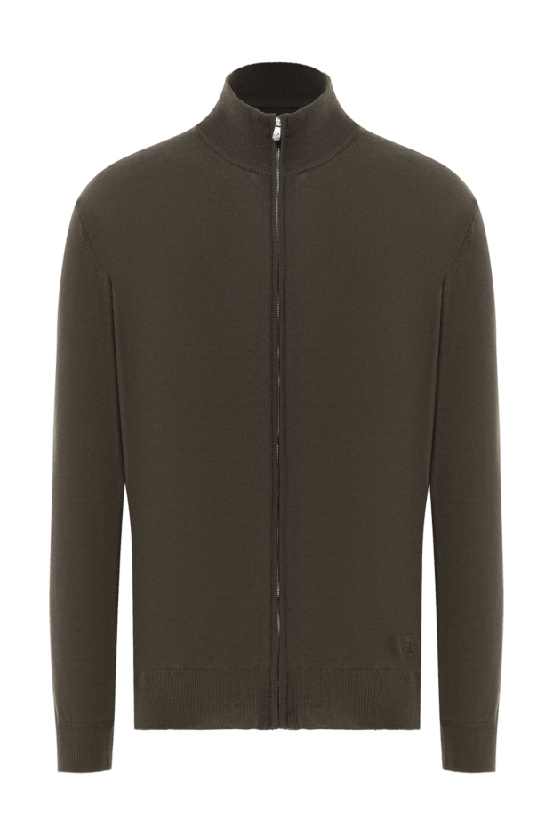 Corneliani шерстяной коричневый кардиган на молнии мужской 189165 - фото 1