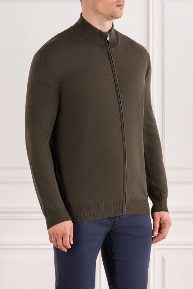 Corneliani шерстяной коричневый кардиган на молнии мужской 189165 - фото 3