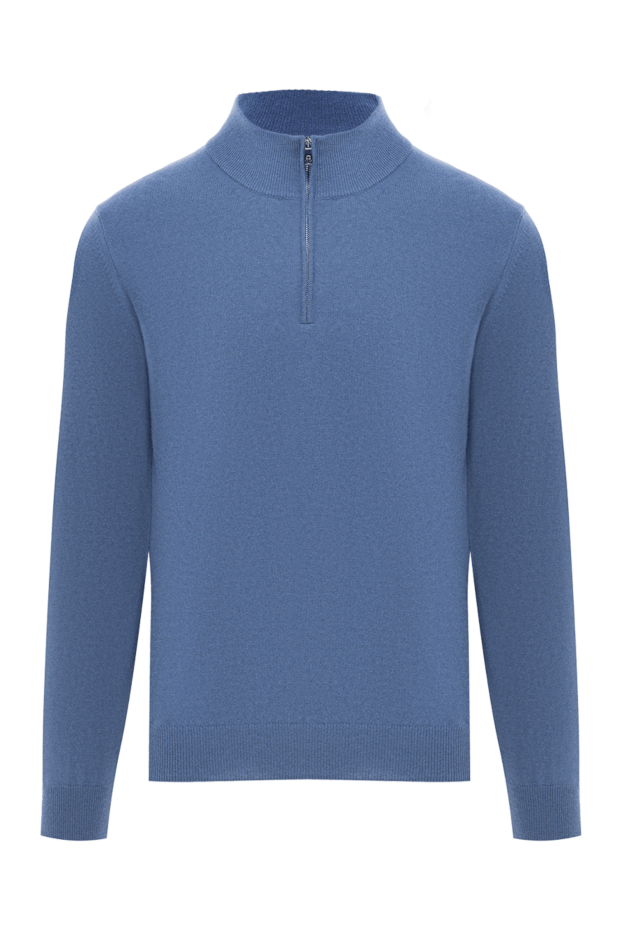Corneliani wool and cashmere troyer with zip up turtleneck blue 189171 - photo 1