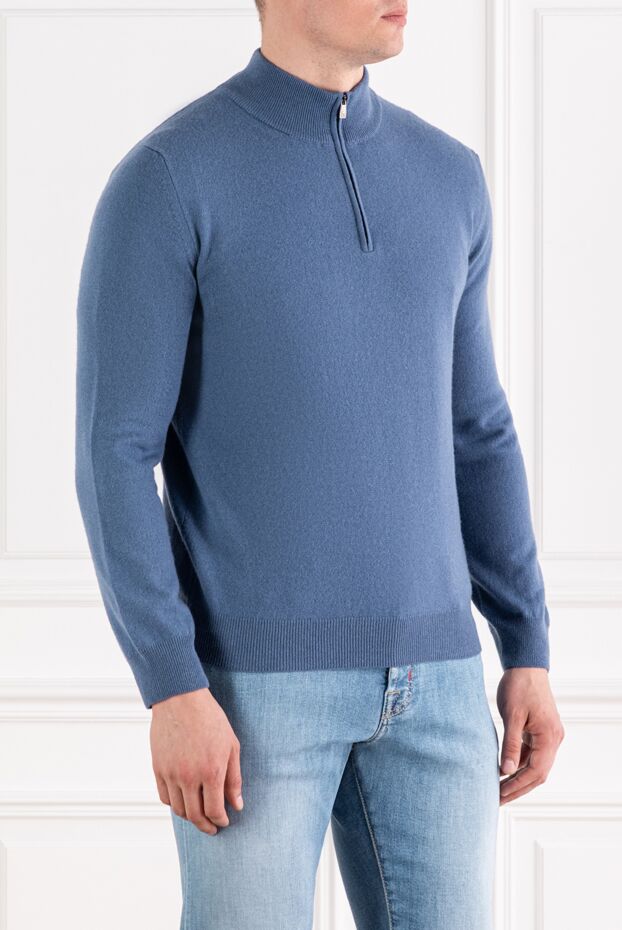 Corneliani wool and cashmere troyer with zip up turtleneck blue 189171 - photo 3