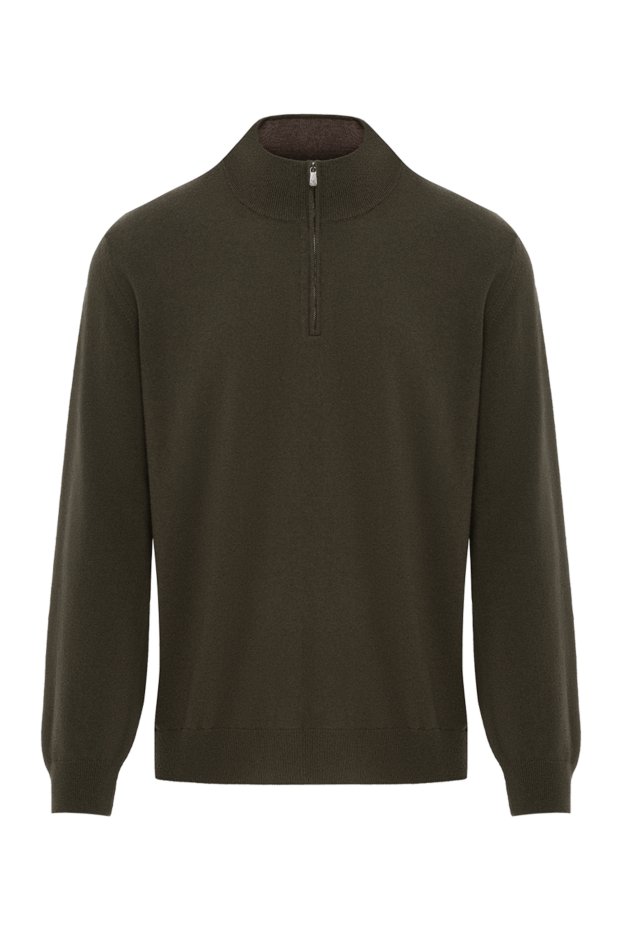 Corneliani wool and cashmere turtleneck zip troyer dark green 189173 - photo 1