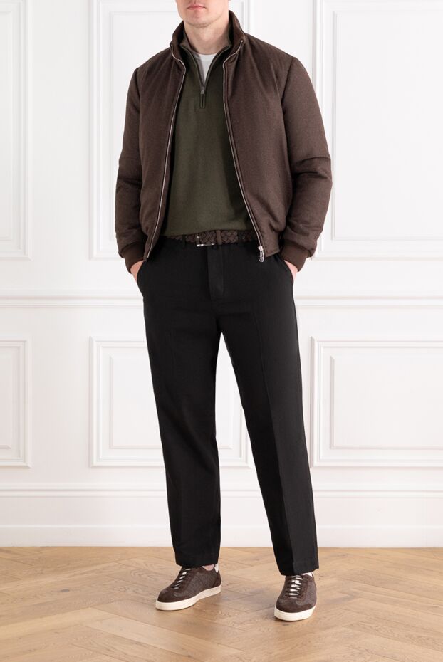 Corneliani wool and cashmere turtleneck zip troyer dark green 189173 - photo 2