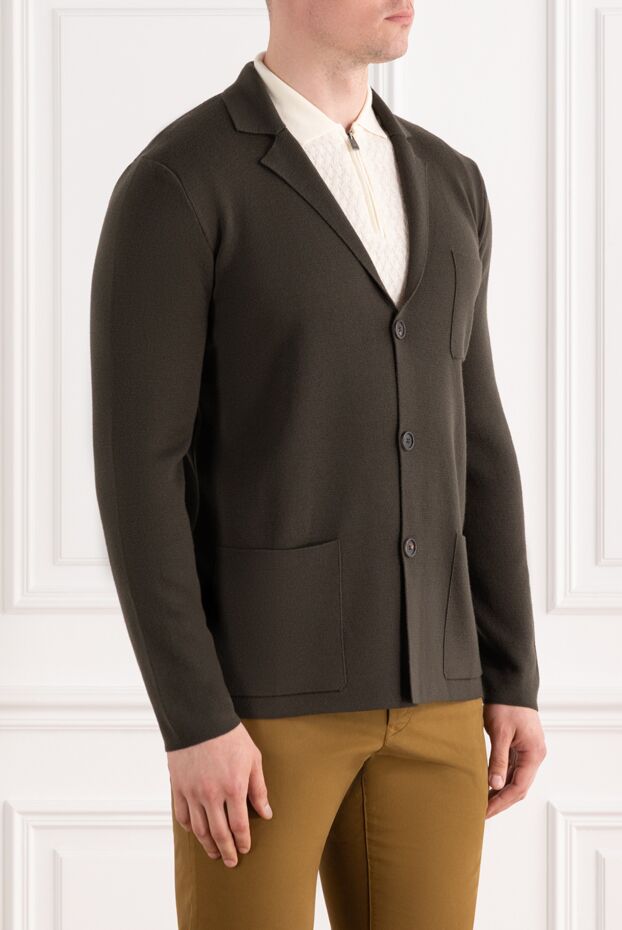 Corneliani men's brown knitted jacket with patch pockets 189181 - photo 3