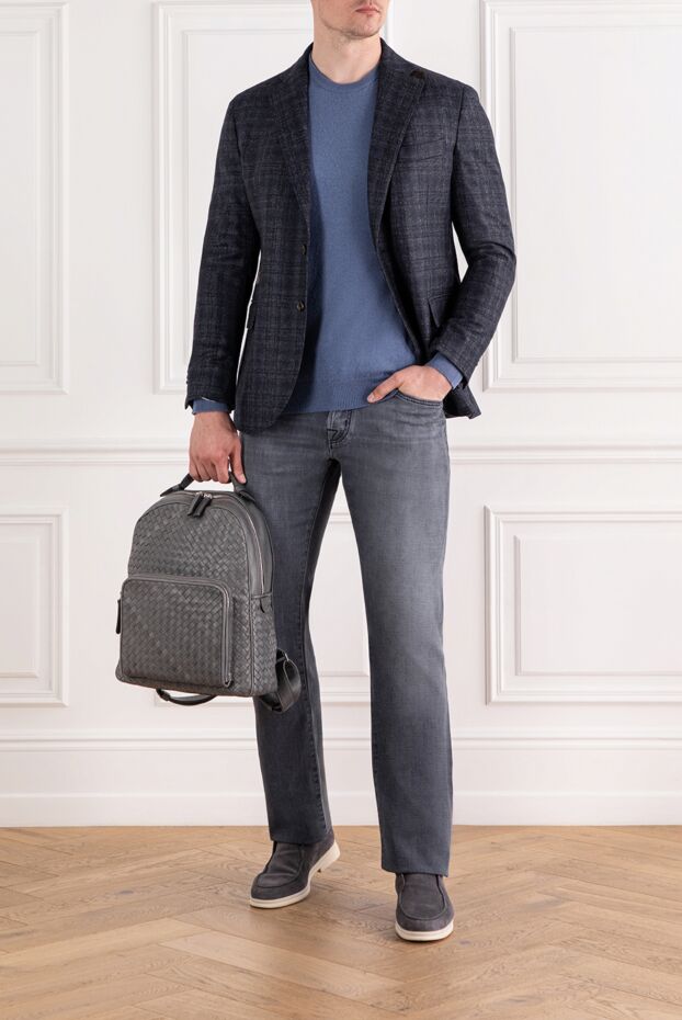 Corneliani indigo wool and cashmere crew neck jumper 189183 - photo 2