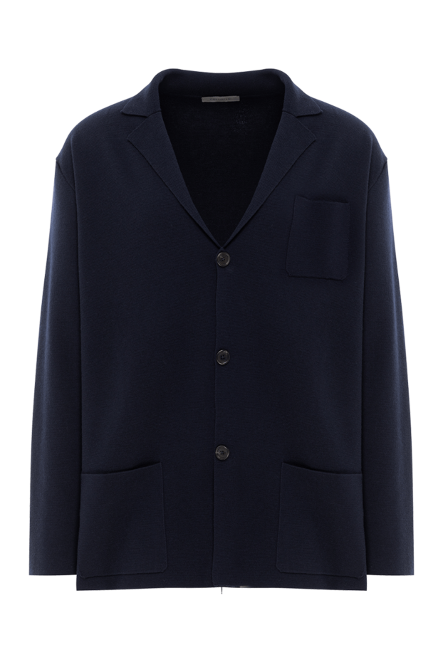 Corneliani knitted wool jacket with patch pockets in blue 189188 - photo 1