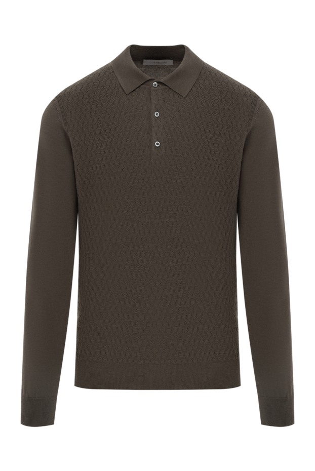 Corneliani long sleeve ribbed knit polo green 189192 - photo 1
