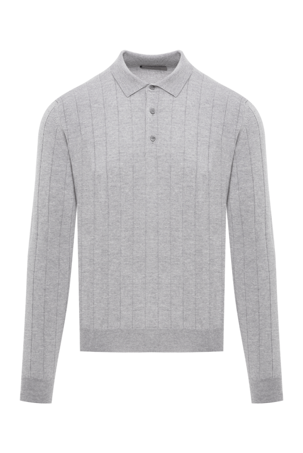 Corneliani gray long sleeve vertical knit polo shirt 189195 - photo 1