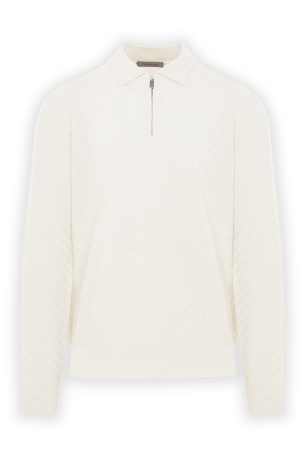 Corneliani white wool polo shirt with long sleeves and zip 189202 - photo 1