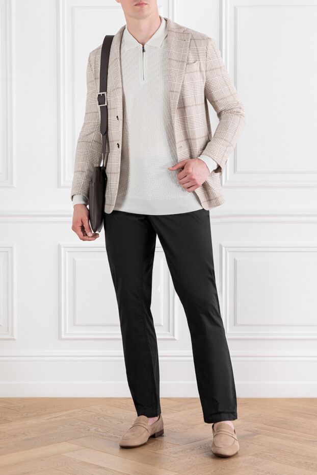 Corneliani white wool polo shirt with long sleeves and zip 189202 - photo 2