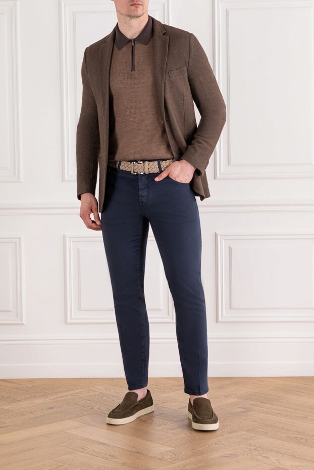 Corneliani long sleeve polo shirt in brown wool with contrast sleeves and collar 189204 - photo 2
