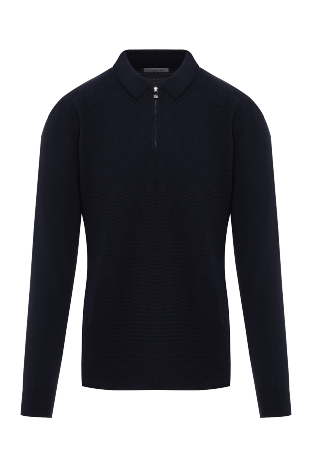 Corneliani knitted blue polo with long sleeves made of wool 189208 - photo 1