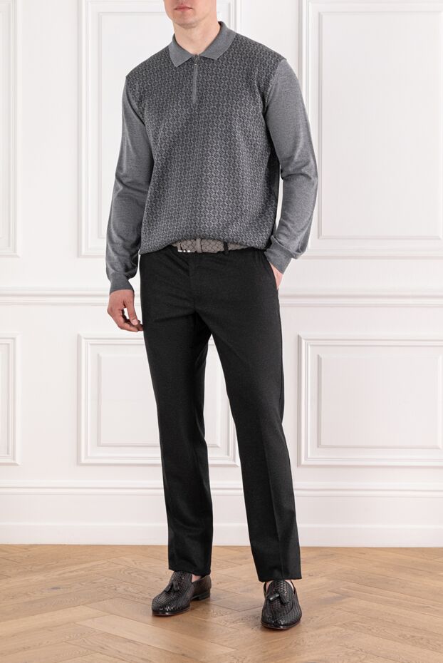 Corneliani geometric jacquard polo long sleeve zip 189209 - photo 2